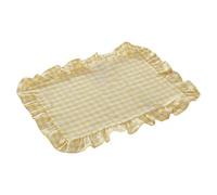 Gingham Ruffle Edge Placemats, 12×18 Inch Soft Cotton Table Mats, Aesthetic Frilled Farmhouse Table Decor for Tea Party Brunch Wedding Daily Dining (Yellow)