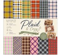 Gingham Scrapbook Paper 12x12 Inch - 24 Sheets Single-Sided Vintage Plaid Patterned Paper Pad - 160gsm Acid-Free & Lignin-Free Cardstock for Scrapbooking, Junk Journal, Card Making & Origami