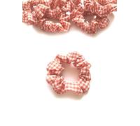 Gingham Scrunchies 6 Pieces. Small Sized, 8 cm Across. Hair Scrunchie Ponytail Holder. Suit Child/Thin Hair Or If You Like A Lass Bulky Scrunchie. (Orange/Small Check)