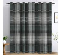 Gingham Tartan Curtains for Living Room, Black Grey Check Blackout Curtains Bedroom, 66 x 84 Inch 2 Panels, 84 Drop Eyelet Thermal Window Drapes, Home Decor E-D22