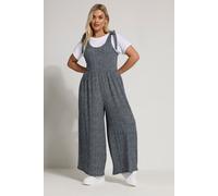 Gingham Textured Wide Leg Jumpsuit Yours Dark Navy 16