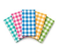 Gingham Zest 100% Cotton 45x55cm Wide Digitally Printed 5Pcs Fat Quarter Bundle for Quilting, Picnic-Inspired Décor, Kid's Projects