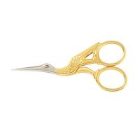 Gingher Stork Embroidery Scissors and Leather Sheath - 3.5" Craft Scissors for Fabric, Thread, and Needlework Yarn Cutting - Gold