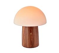 Gingko 7 Colour Changing RGB Alice Mushroom Lamp, Dimmable Mood Light, USB-C Charging, 3 Light Modes, FSC Certified Wood with Frosted Glass, Touch Button Control (Large, Walnut)