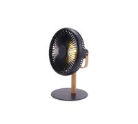 Gingko Beyond Detachable Desk Ultra quiet Desk Fan/Light, Remote Control or button, 3 cool wind speed, USB-C charging, hanging fan and light with premium wooden stand (Matte Smart Grey)