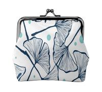 Gingko Biloba, PU Leather Coin Purse, Small Wallets, Change Pouch with Kiss Lock Clasp Buckle, Change Purse