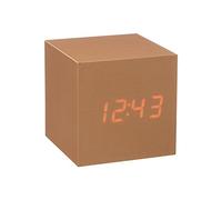 Gingko Cube LED Click Clock Alarm Clock With Sound Activation (Time, Date & Temperature), Copper/Red LED