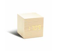 Wooden Cube Click Clock - Maple with Orange LED Gingko Design Multi One Size