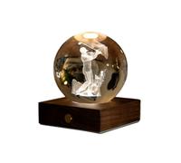 Gingko Design Amber Crystal Light - Golf Ball 3D Etched LED Lamp | Rechargeable Mood Light with Walnut Base | Unique Gift for Golf Lovers & Home Decor