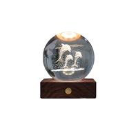 Gingko Design Amber Crystal Light - Jumping Dolphins | LED 3D Crystal Glass Lamp | Touch Control | Elegant Night Light for Bedroom, Living Room, Gift Box Included