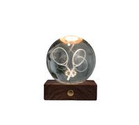 Gingko Design Amber Crystal Light - Tennis Rackets | LED Mood Lamp with Natural Walnut Base | Unique Gift for Tennis Lovers, Desk, Bedside or Living Room Decor