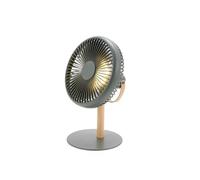 Gingko Beyond Detachable Desk Ultra quiet Desk Fan/Light, Remote Control or button, 3 cool wind speed, USB-C charging, hanging fan and light with premium wooden stand (Navy Green)