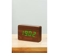 Gingko Design Brick Click Clock Walnut with Green LED in Brown Gingko Design Brown