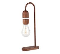 Gingko Design Evaro Light Bulb Lamp, Filament Warm Yellow Bulb, Minimalist, Modern Smart Levitating Desk 12V-1A AD Adapter Included, Touch Control Engraved Button, (Walnut), (G029)