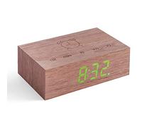 Gingko Design G003W8 Alarm Clock, Wood, Walnut, One size
