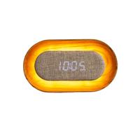 Gingko Design Lumos Alarm Clock - Oval, White Ash | LED Alarm Clock with Ambient Light | Minimalist Wooden Clock with Touch Control & Rechargeable Battery