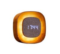 Gingko Design Lumos Alarm Clock - Square, White Ash | Minimalist LED Alarm Clock with Dimmable Light | Rechargeable Wooden Desk or Bedside Clock with Touch Control