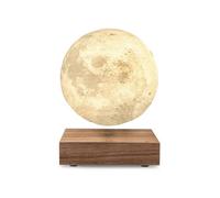 Gingko Design 3D Printed Levitating Smart LED Moon Lamp, 3 Colour Modes, Mains Adaptor Included, Packed in Premium Gift Box, 50000 Hours LED Life Span, Touch Control Button (Walnut)