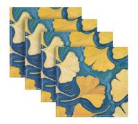 Gingko Leaf Blue Art Painting decorative kitchen napkin decorative reusable cloth napkins 20 x 20in set of 4 servilletas de tela para mesa