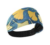 Gingko Leaf Blue Art Painting Moisture Wicking workout headbands for women Elastic hairband for Running Gym Football Football cintas para el pelo de mujer