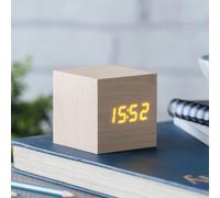 Wooden Cube Click Clock - Maple with Orange LED Gingko Design Multi One Size