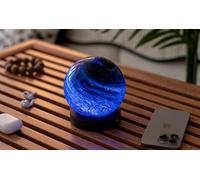 Gingko Stellar Ocean AstraGlass Light with Hand Painted Glass & Solid Walnut Wood Base