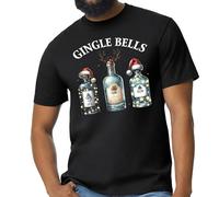 Gingle Bells Unisex T-Shirt - Funny Gin Christmas Graphic Tee for Holiday Parties and Festive Fun Black