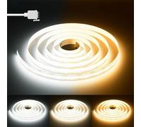 GINGSOW COB LED Strip White CCT Tunable 10m, 6400LEDs CRI93+ Dimmable 2700K-6500K 24V LED Tape Lights Kit for Under Cabinet Bedroom Kitchen TV Mirror DIY Lighting(Strip ONLY, Without Mains and Remote)