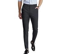 GINGTTO Mens Dark Grey Dress Pants Slim Fit Wrinkle Resistant Stretch Chinos Trouser Slacks for Men Casual 30