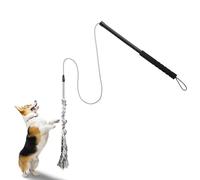 Gingull Flirt Pole for Dogs - Interactive Toy Teaser Wand for Dogs Chase and Tug of War Heavy Duty Dog Flirt Pole, Chew Toys for Teething Durable Pet Toys for Small Medium Large Dogs, Black