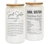 GINGULMINA Friendship Gifts for Women Friends - Present Ideas for Friends Female, Sister - Birthday, Galentines Day, Valentines Gift for Her Friend Woman BFF - Sisterhood Cup - 16 Oz Can Glass