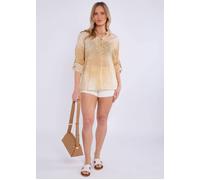 Gini London Beige Denim Look Roll Up Sleeves Oversized Top Beige