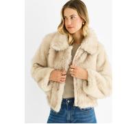 Gini London Beige Premium Ombre Faux Fur Jacket - M-L (UK 12-14/US 8-10/EU 40-42)