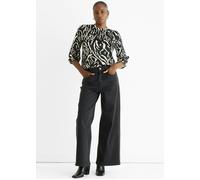 Gini London Black Animal High Neck Satin Blouse - UK 14 / US 10 / EU 42