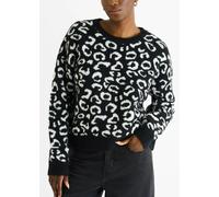 Gini London Black Animal Pattern loose Fit Knit Jumper - L-XL (UK 14-16/US 10-12/EU 42-44)