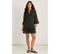 Gini London Black/beige Animal Spot Shirt Mini Dress Black