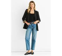Gini London Black Contrast Animal Edge to Edge Blazer - L-XL (UK 14-16/US 10-12/EU 42-44)
