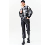 Gini London Black Contrast Rib Check Bomber Jacket Black S/M