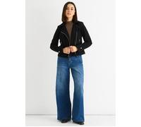 Gini London Black Corduroy Biker Zip Up Jacket Black 12