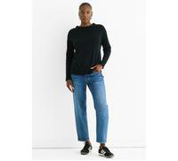 Gini London Black Crew Neck Fine Knit Oversized Jumper - Black - S-M (UK 8-10/US 4-6/EU 36-38)