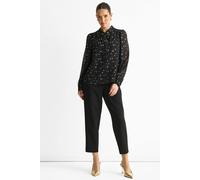 Gini London Black Dobby Star Chiffon Tie Neck Blouse Black L/XL