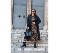 Gini London Black Double Breast Longline Belted Trench Coat Black