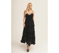 Gini London Black Frill Tiered Midaxi Dress - UK 10 / US 6 / EU 38