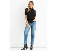 Gini London Black High Neck Lace Loose Fit Blouse Black 10