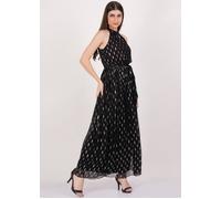 Gini London Black Jacquard Halter Neck Maxi Dress Black 8