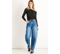 Gini London Black Jersey Slash Neck Long Sleeves Top Black 8