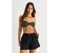 Gini London Black Linen Mix Elasticated Waist Shorts Black
