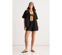 Gini London Black Linen Mix Oversized Button Through Shirt Black