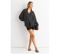 Gini London Black Long Sleeve Batwing Stripe Shirt Black