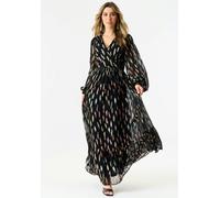 Gini London Black Metallic Print Full Sleeve Maxi Dress - UK 12 / US 8 / EU 40